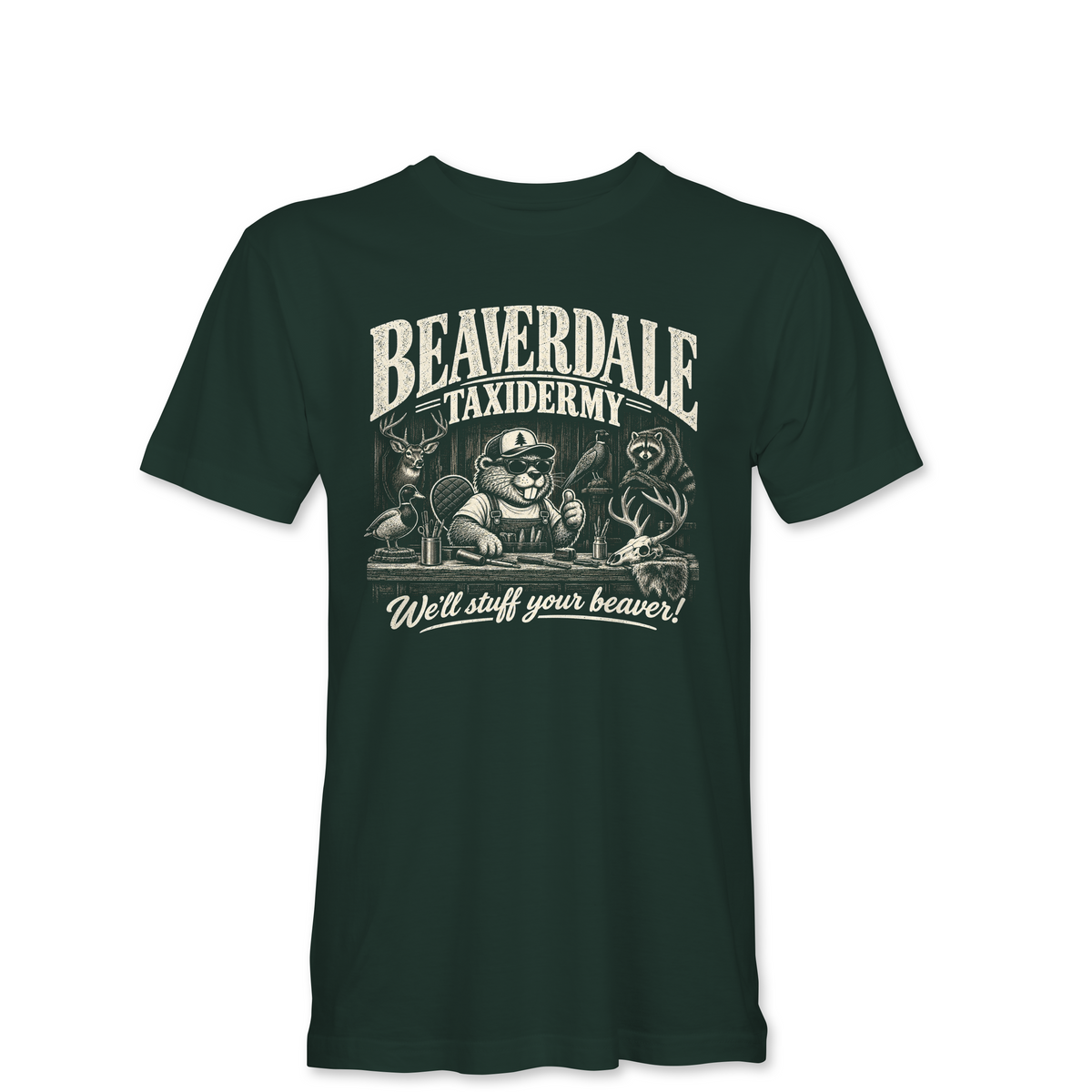 "BEAVERDALE TAXIDERMY" Unisex Heather Softstyle T-Shirt