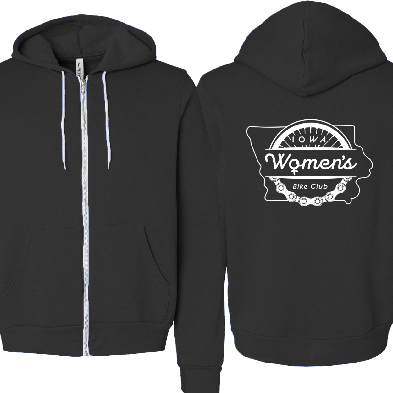 "IOWA WOMEN'S BIKE CLUB" 3739 Bella + Canvas Unisex Sponge Fleece Full-Zip Hooded Sweatshirt