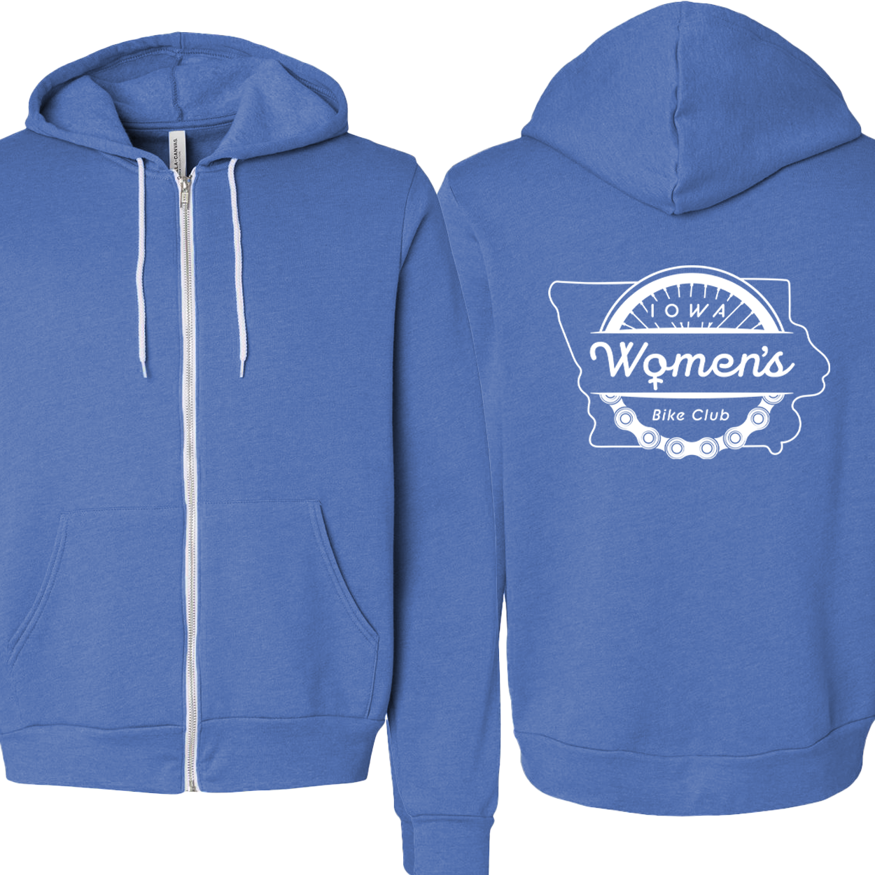 "IOWA WOMEN'S BIKE CLUB" 3739 Bella + Canvas Unisex Sponge Fleece Full-Zip Hooded Sweatshirt