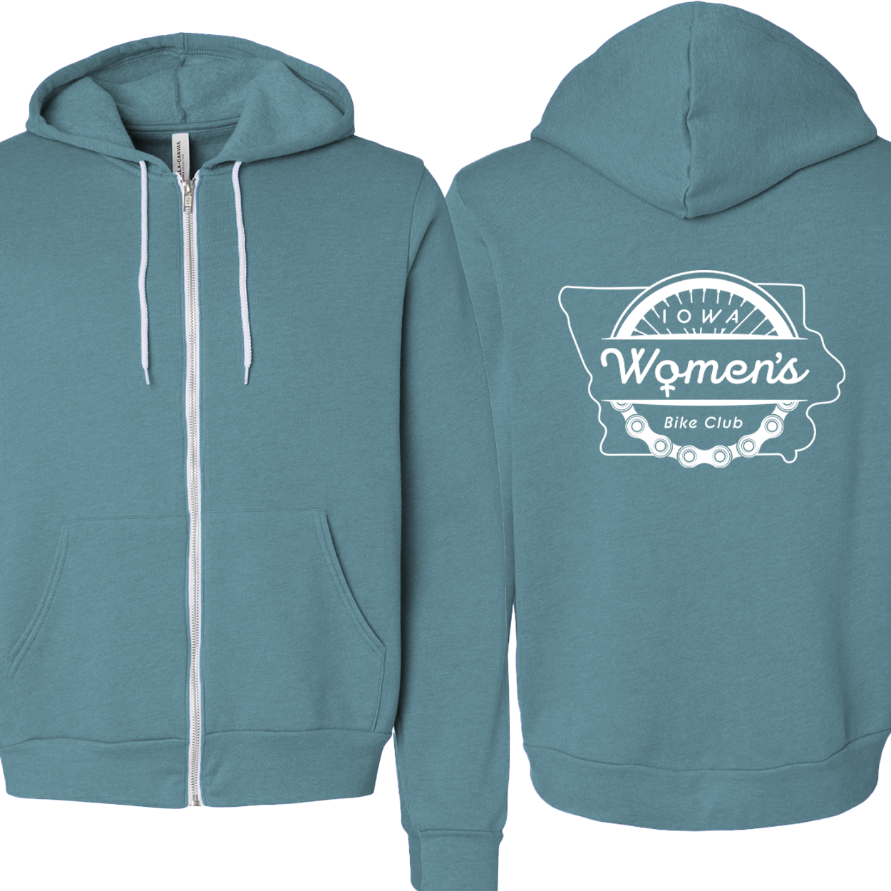 "IOWA WOMEN'S BIKE CLUB" 3739 Bella + Canvas Unisex Sponge Fleece Full-Zip Hooded Sweatshirt