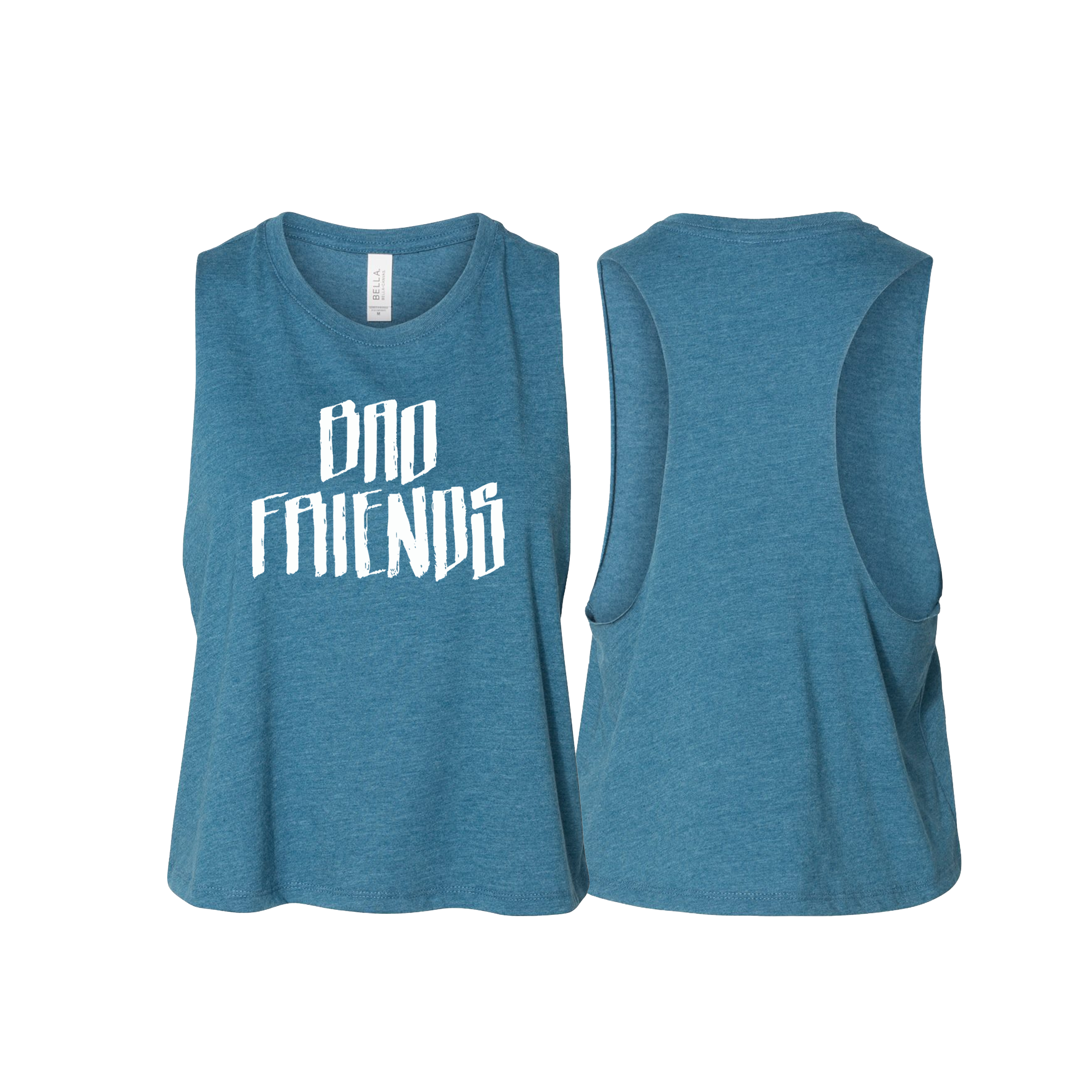 BAD FRIENDS "BRANDED LOGO" Bella + Canvas Women's Racerback Crop Tank - 6682
