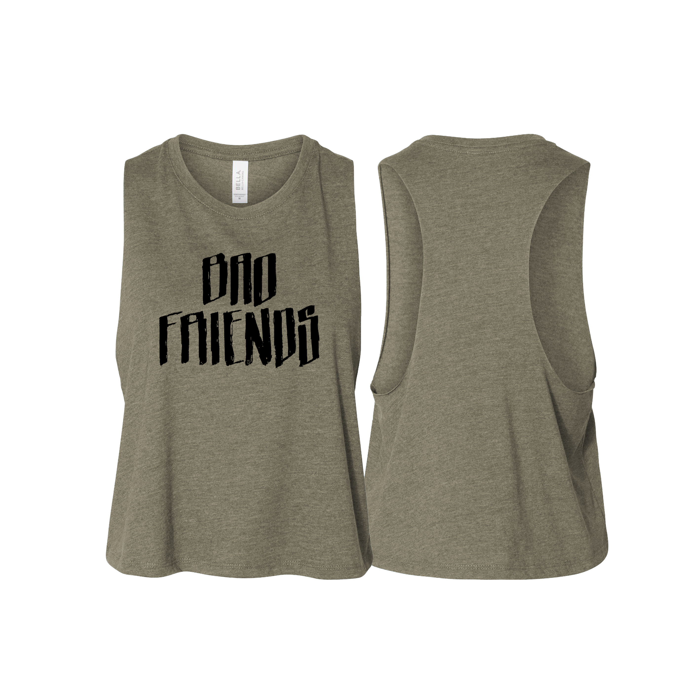 BAD FRIENDS "BRANDED LOGO" Bella + Canvas Women's Racerback Crop Tank - 6682
