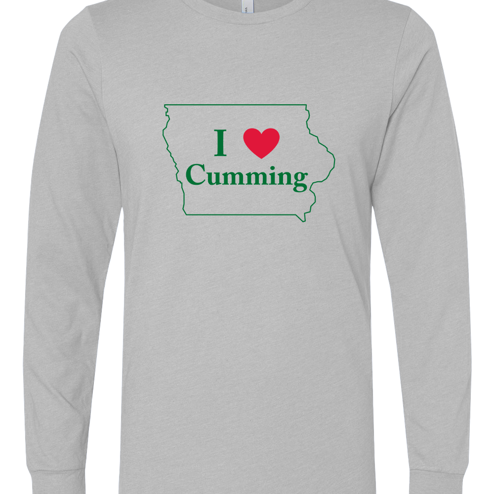 "I Heart Cumming" 2 Color Logo - Unisex Heather Long Sleeve T-Shirts