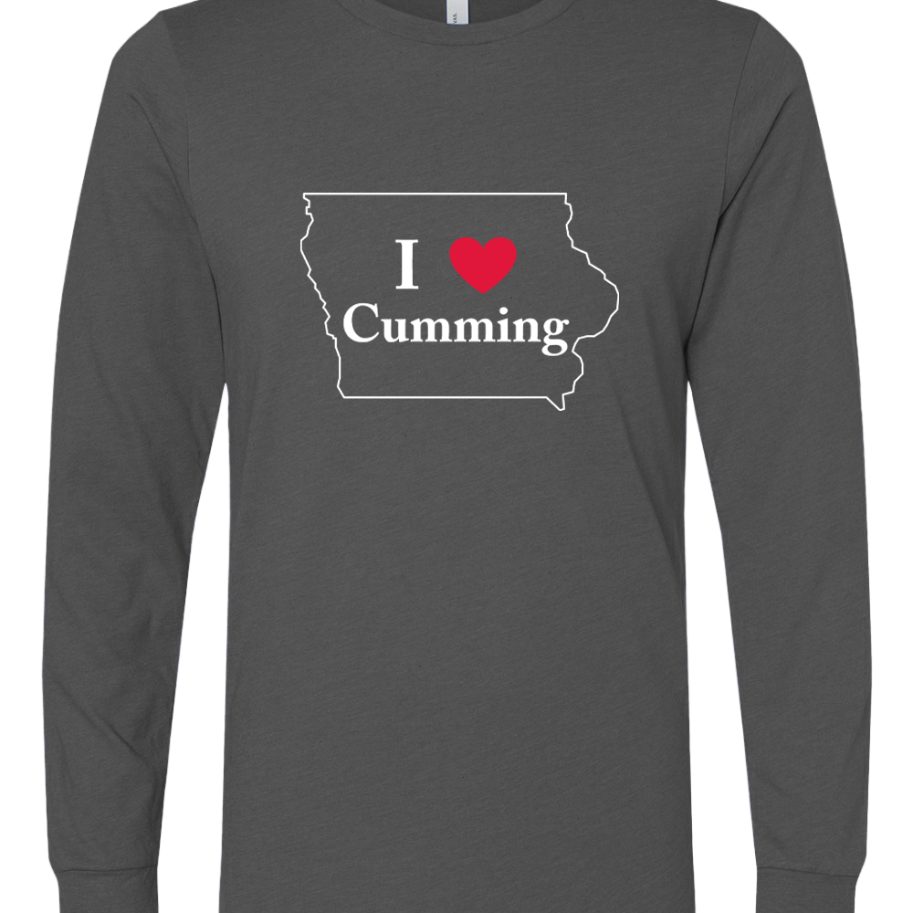 "I Heart Cumming" 2 Color Logo - Unisex Heather Long Sleeve T-Shirts