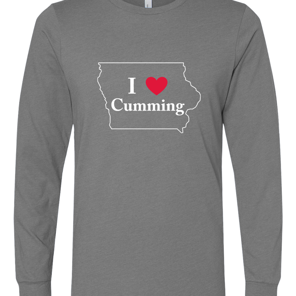 "I Heart Cumming" 2 Color Logo - Unisex Heather Long Sleeve T-Shirts