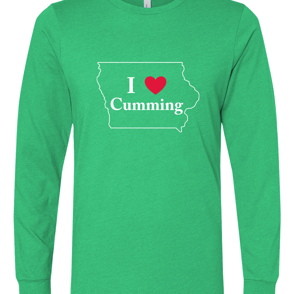"I Heart Cumming" 2 Color Logo - Unisex Heather Long Sleeve T-Shirts