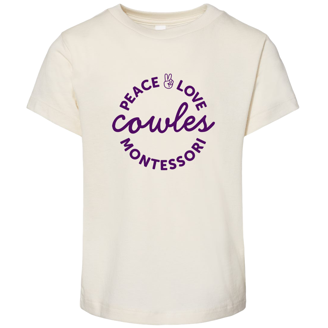 "COWLES MONTESSORI / PEACE-LOVE-CIRCLE" BELLA + CANVAS Toddler Jersey Tee - 3001T