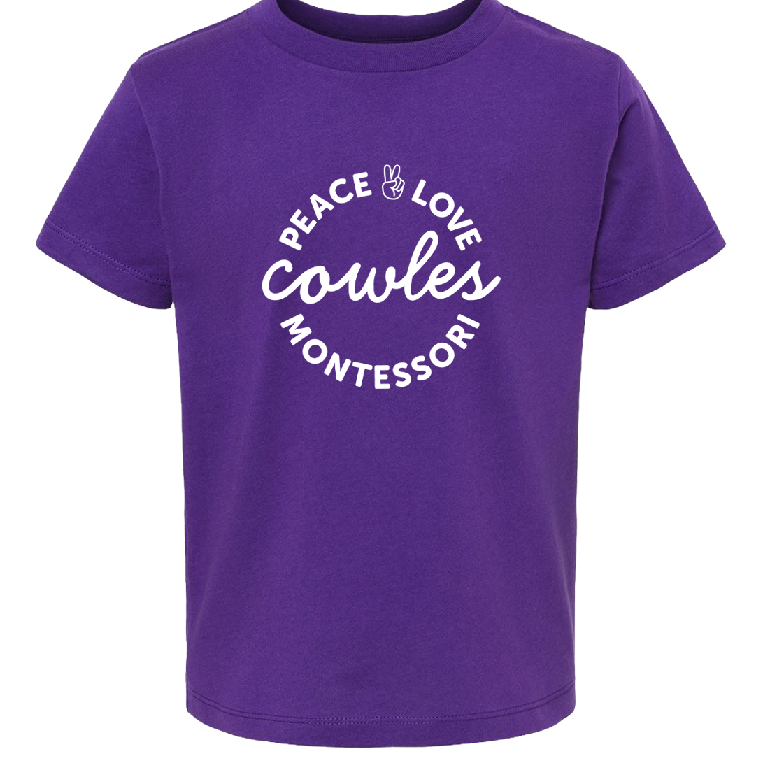 "COWLES MONTESSORI / PEACE-LOVE-CIRCLE" BELLA + CANVAS Toddler Jersey Tee - 3001T