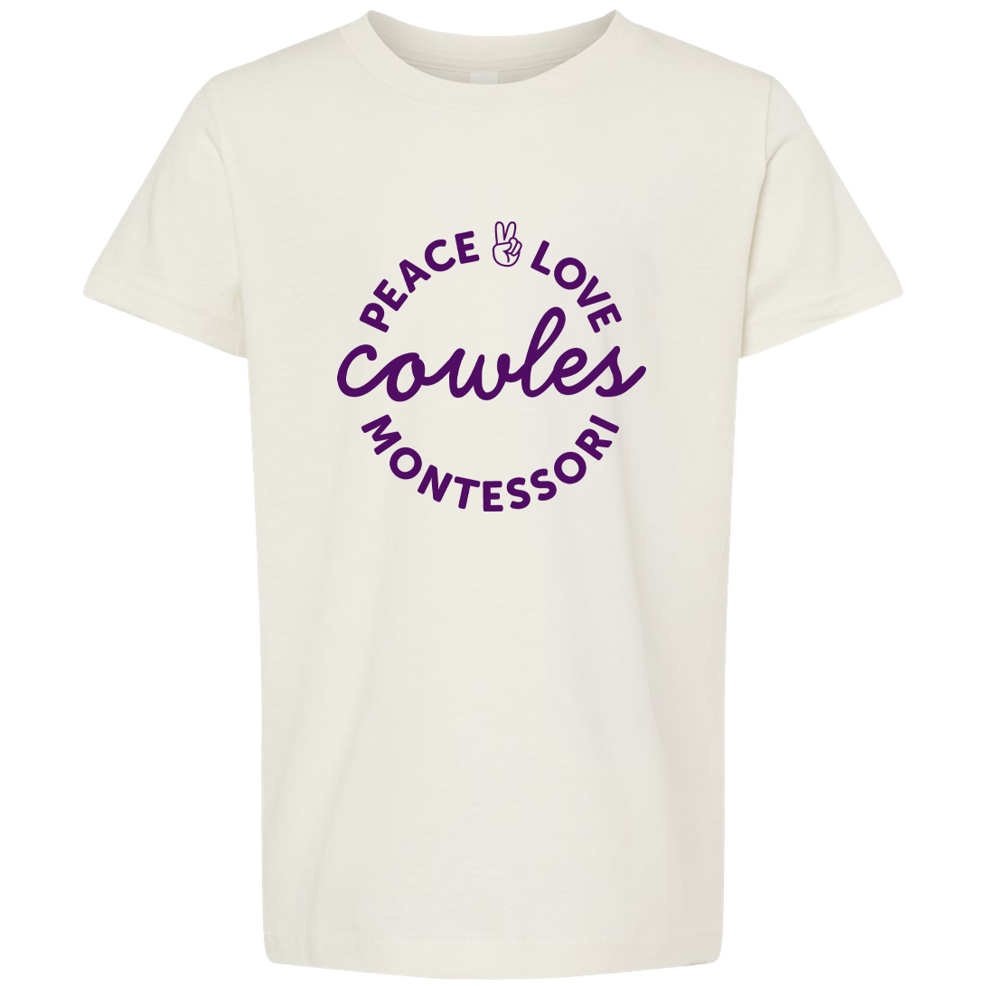 "COWLES MONTESSORI / PEACE-LOVE-CIRCLE" Bella + Canvas Youth Jersey Tee - 3001Y