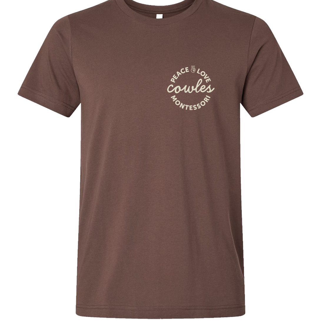 "COWLES MONTESSORI / PEACE-LOVE-CIRCLE" Bella + Canvas Unisex Jersey Tee - 3001