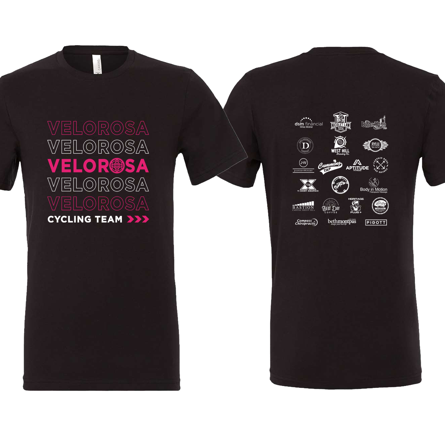 VELOROSA "STACKED DESIGN WITH 2026 SPONSORS" Bella + Canvas Jersey Tee - 3001