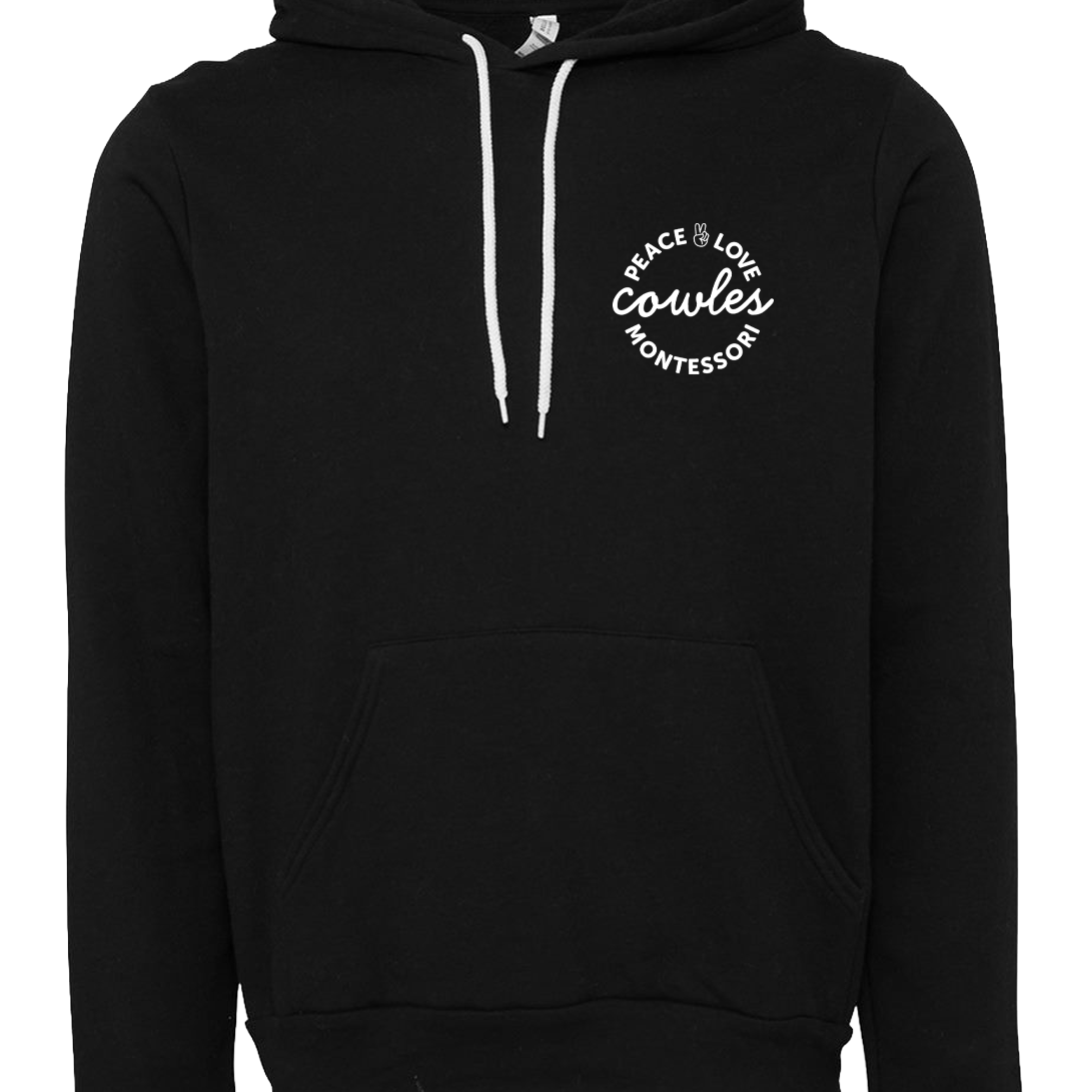 "COWLES MONTESSORI / PEACE-LOVE-CIRCLE" BELLA + CANVAS Unisex Sponge Fleece Hoodie Sweatshirt - 3719