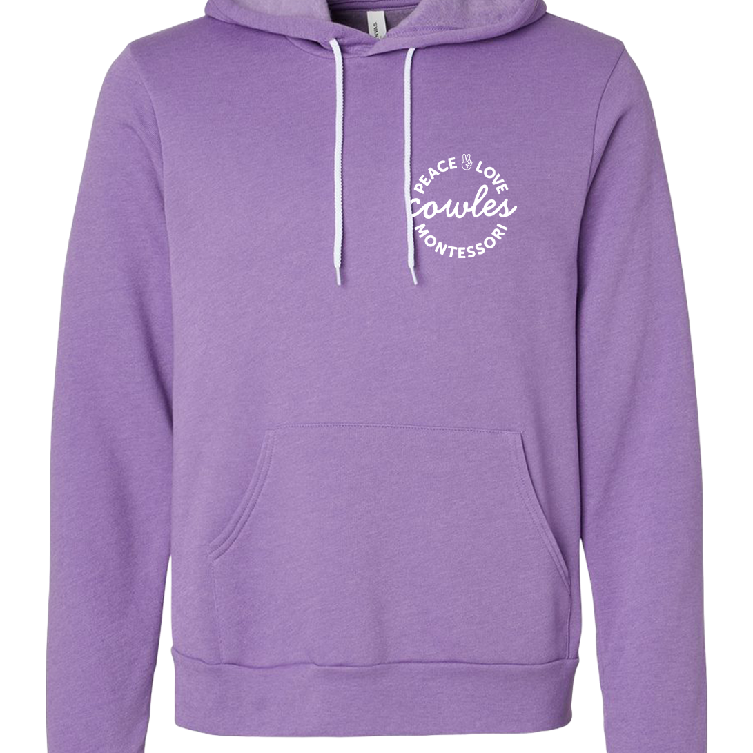 "COWLES MONTESSORI / PEACE-LOVE-CIRCLE" BELLA + CANVAS Unisex Sponge Fleece Hoodie Sweatshirt - 3719