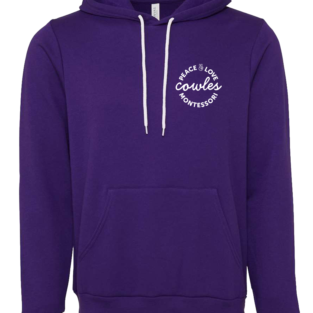 "COWLES MONTESSORI / PEACE-LOVE-CIRCLE" BELLA + CANVAS Unisex Sponge Fleece Hoodie Sweatshirt - 3719