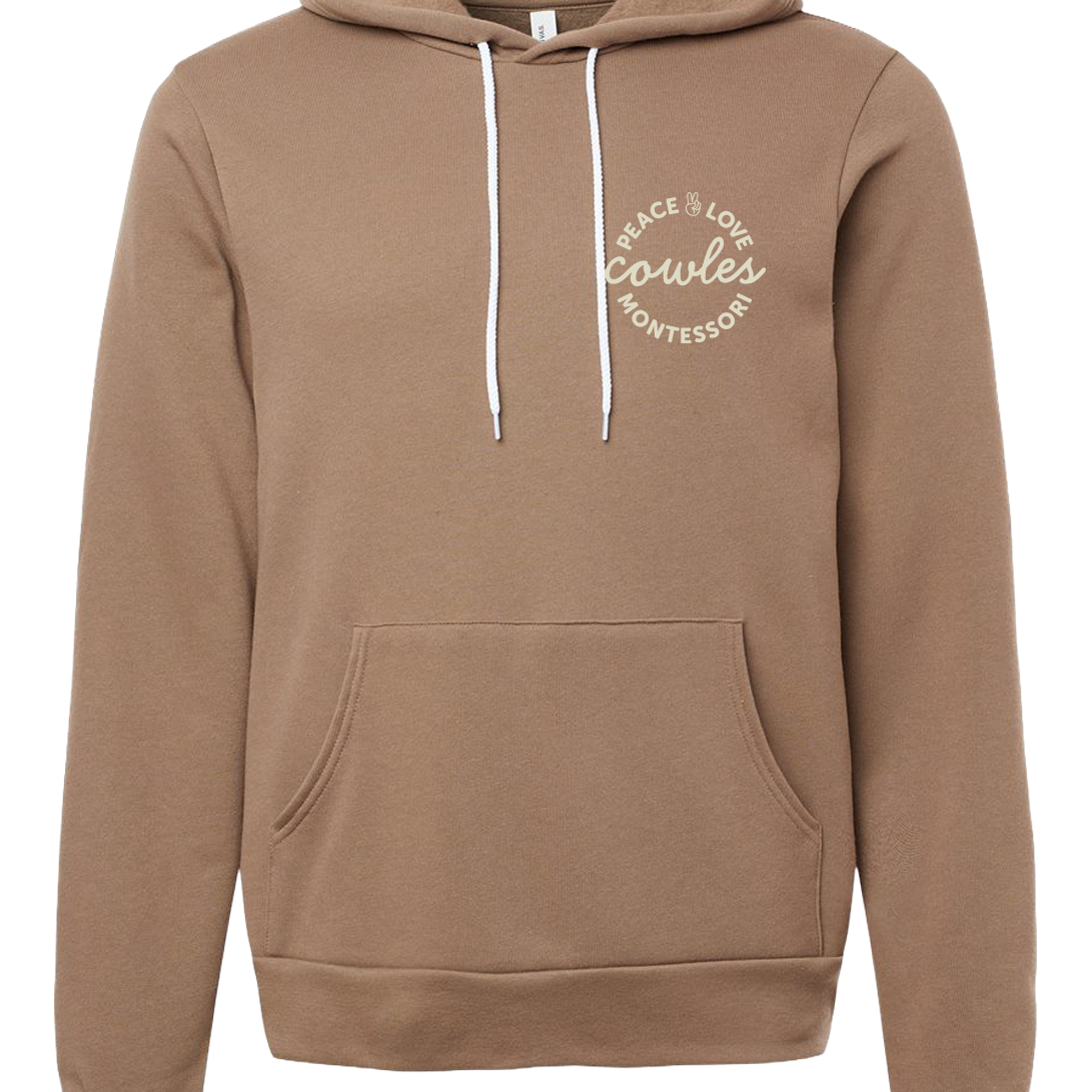 "COWLES MONTESSORI / PEACE-LOVE-CIRCLE" BELLA + CANVAS Unisex Sponge Fleece Hoodie Sweatshirt - 3719