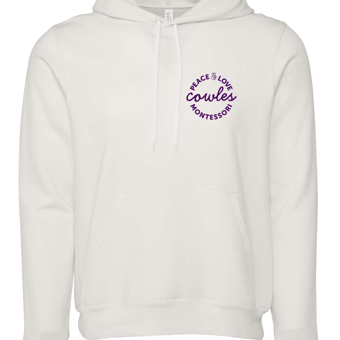 "COWLES MONTESSORI / PEACE-LOVE-CIRCLE" BELLA + CANVAS Unisex Sponge Fleece Hoodie Sweatshirt - 3719