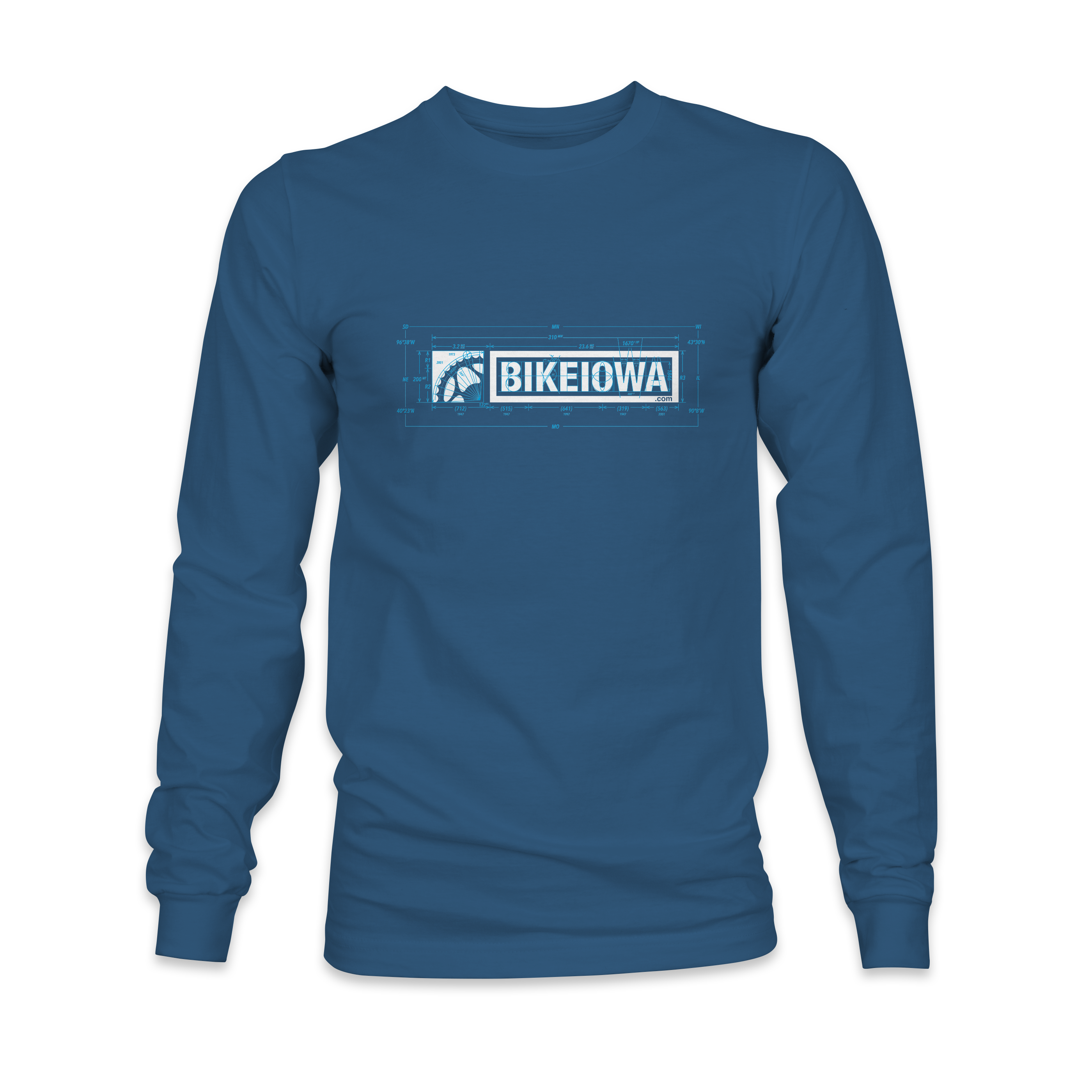 BIKEIOWA "BLUEPRINT" UNISEX LONGSLEEVE T-SHIRT