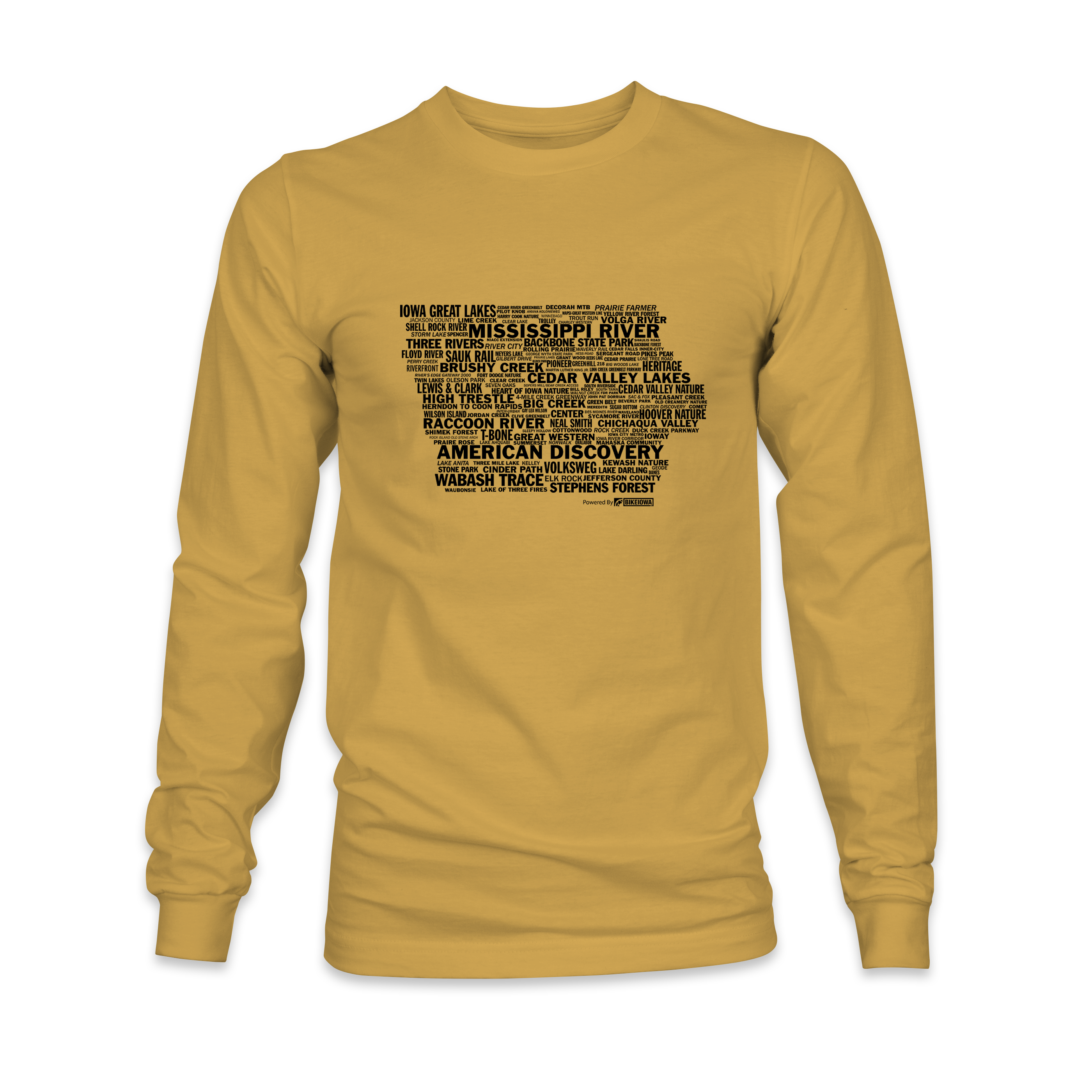 BIKEIOWA "IOWA TRAIL NAMES" UNISEX LONGSLEEVE T-SHIRT