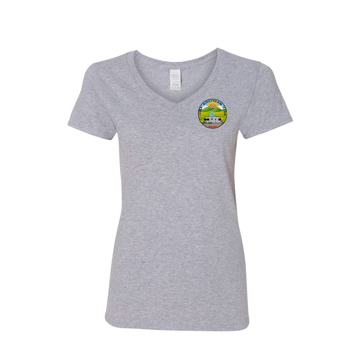 "IOWA AIRSTREAM CLUB" Gildan Women's Heavy Cotton™ V-Neck T-Shirt - 5V00L