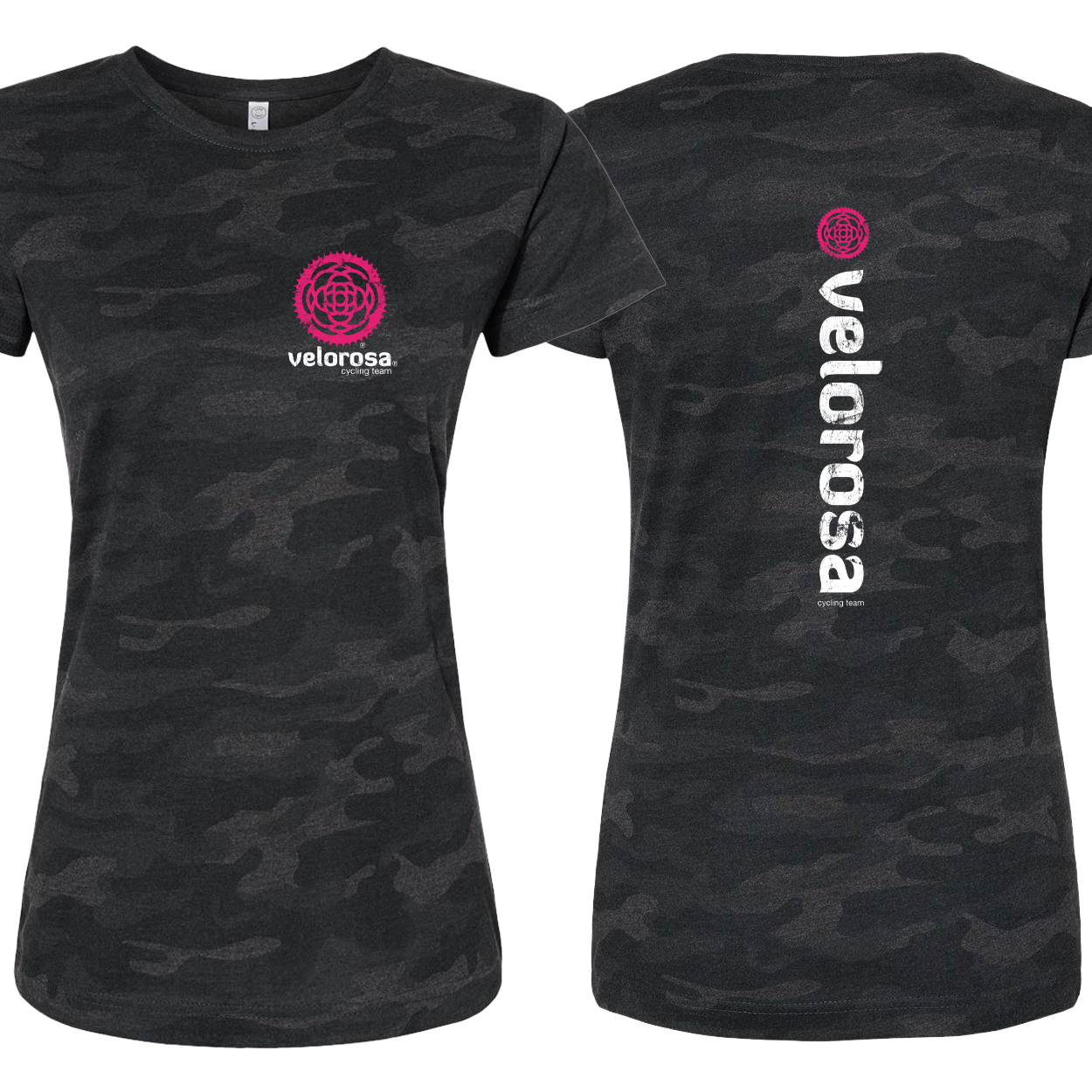 VeloRosa 2C Distressed Left Chest, Center Back LAT Women's Fine Jersey Tee