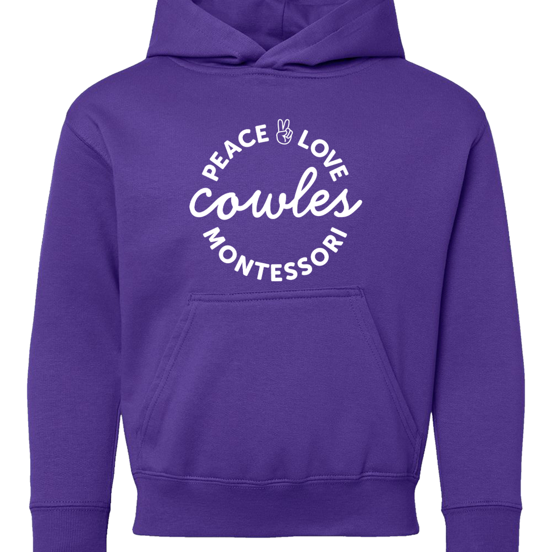 "COWLES MONTESSORI / PEACE-LOVE-CIRCLE" LAT Youth Hoodie Sweatshirt - 2296
