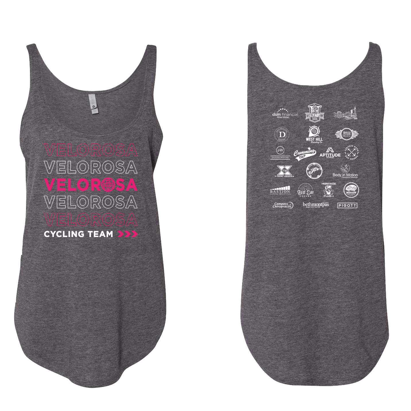 VELOROSA "STACKED DESIGN WITH 2026 SPONSORS" Next Level Women's Festival Tank - 5033