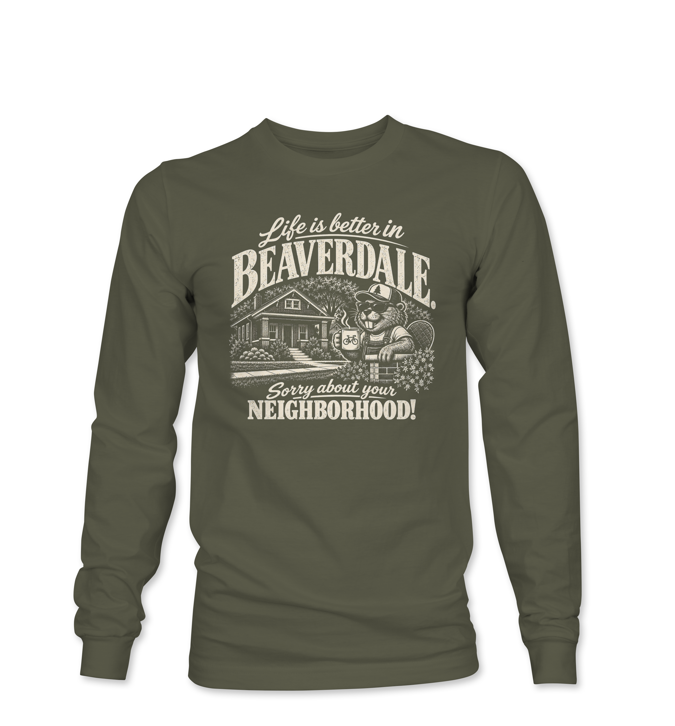 "SORRY ABOUT YOUR NEIGHBORHOOD" Unisex Softstyle® Long Sleeve T-Shirt