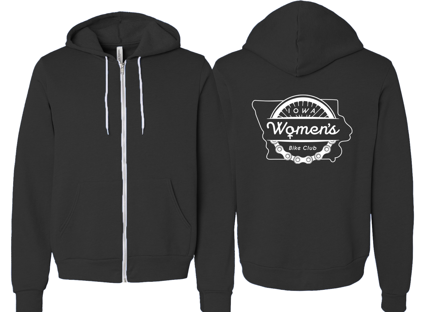 "IOWA WOMEN'S BIKE CLUB" 3739 Bella + Canvas Unisex Sponge Fleece Full-Zip Hooded Sweatshirt