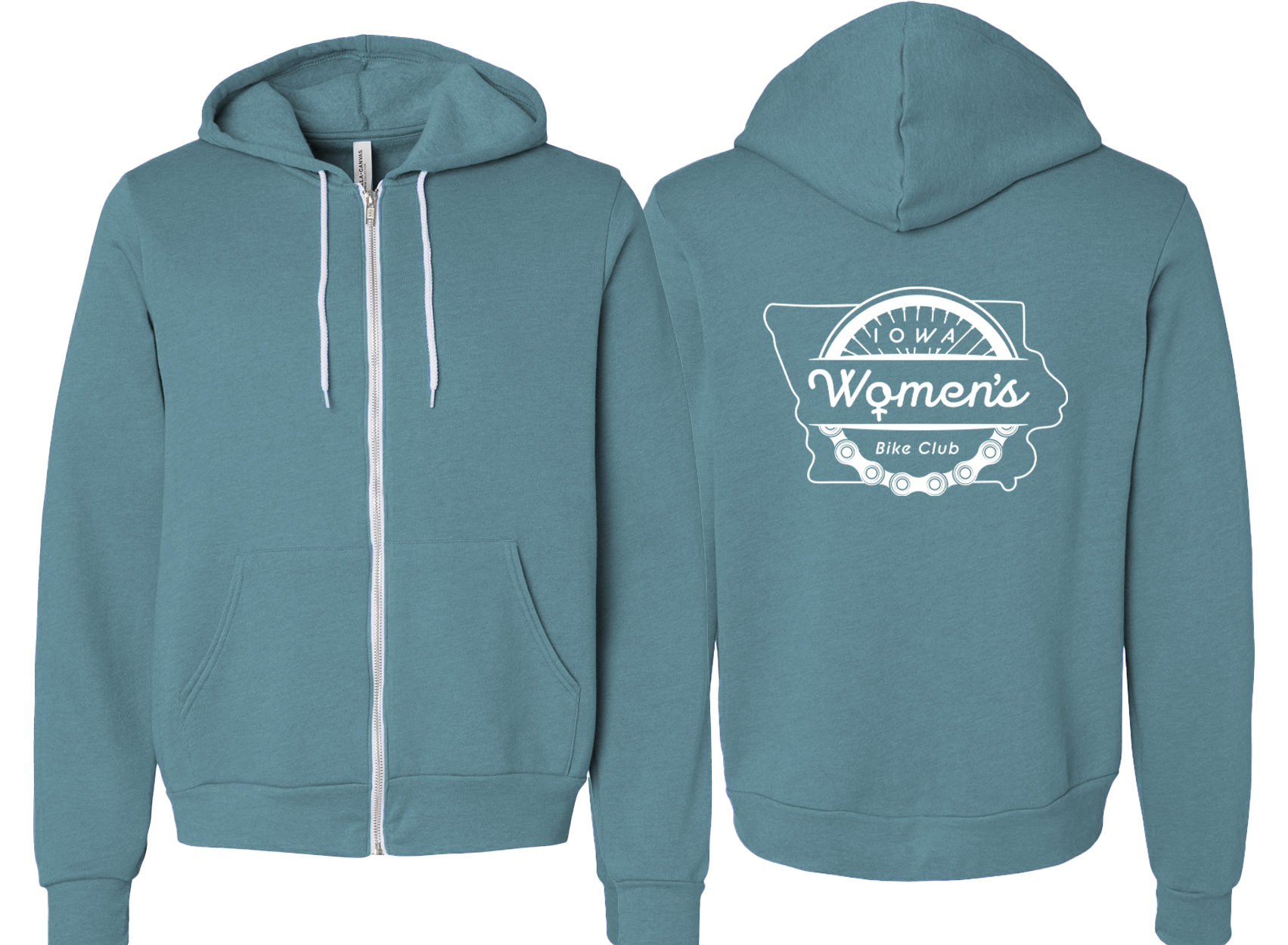 "IOWA WOMEN'S BIKE CLUB" 3739 Bella + Canvas Unisex Sponge Fleece Full-Zip Hooded Sweatshirt