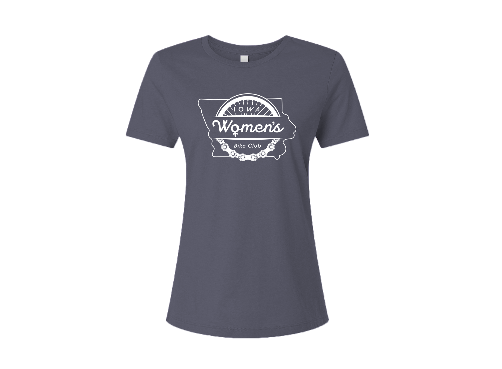 "IOWA WOMEN'S BIKE CLUB" 6400cvc Bella + Canvas Ladies' Relaxed Heather CVC Short-Sleeve T-Shirt