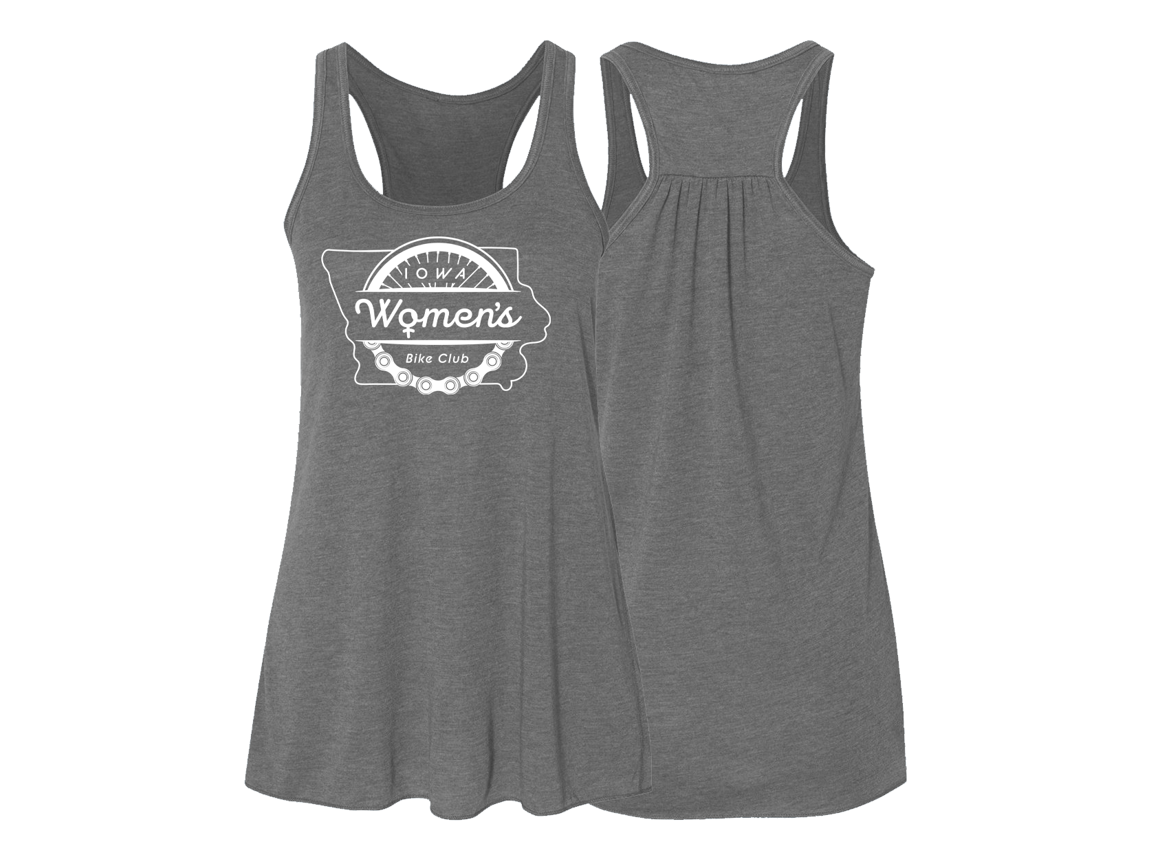 "IOWA WOMEN'S BIKE CLUB" b8800 Bella + Canvas Ladies' Flowy Racerback Tank