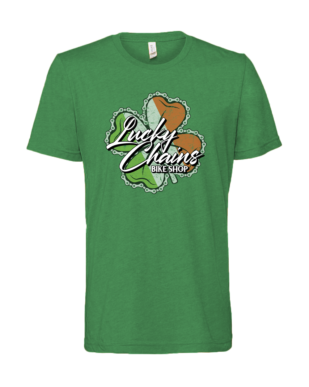 "LUCKY CHAIN BIKE SHOP" Bella + Canvas Unisex Heather CVC T-Shirt
