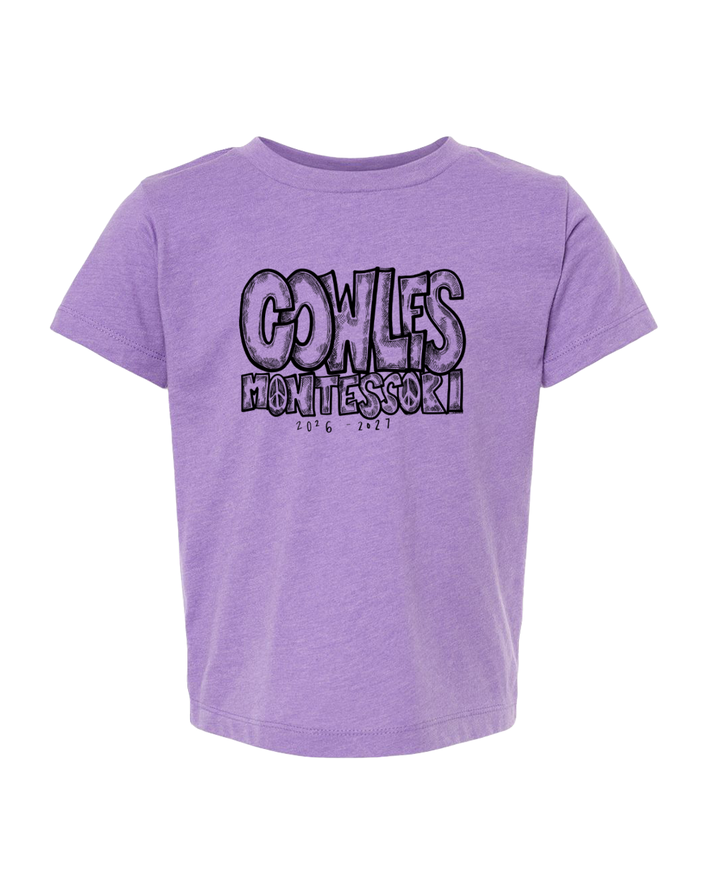 "COWLES MONTESSORI / PEACE-CROSSHATCH" BELLA + CANVAS Toddler Jersey Tee - 3001T