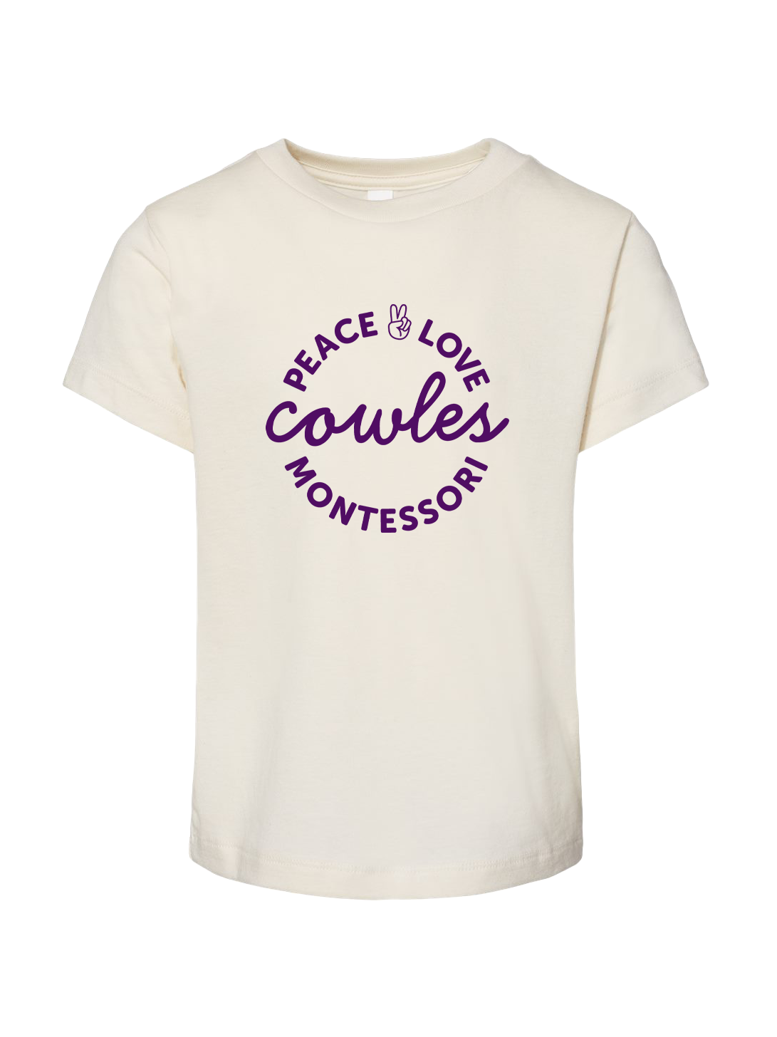 "COWLES MONTESSORI / PEACE-LOVE-CIRCLE" BELLA + CANVAS Toddler Jersey Tee - 3001T