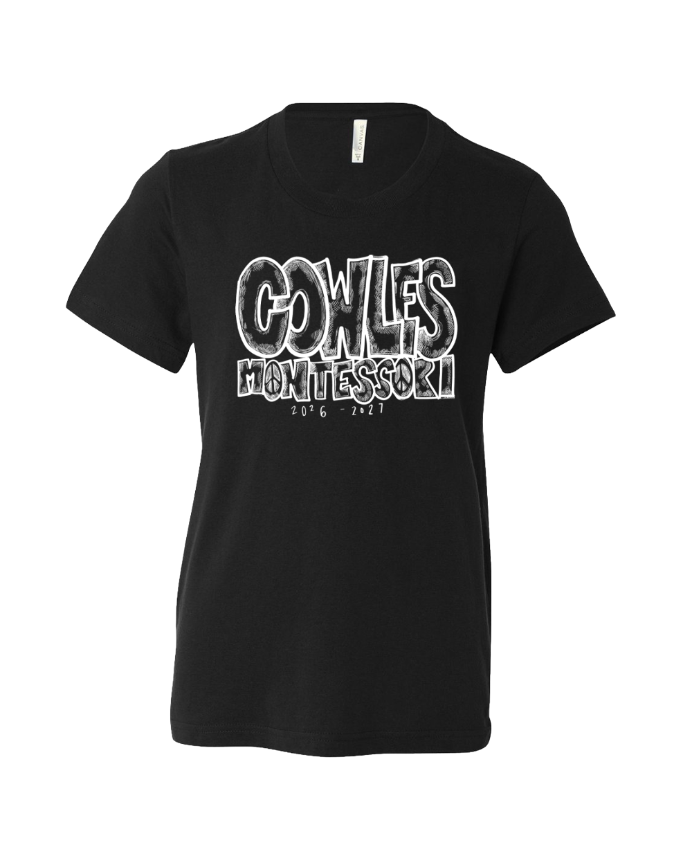 "COWLES MONTESSORI / PEACE-CROSSHATCH" Bella + Canvas Youth Jersey Tee - 3001Y