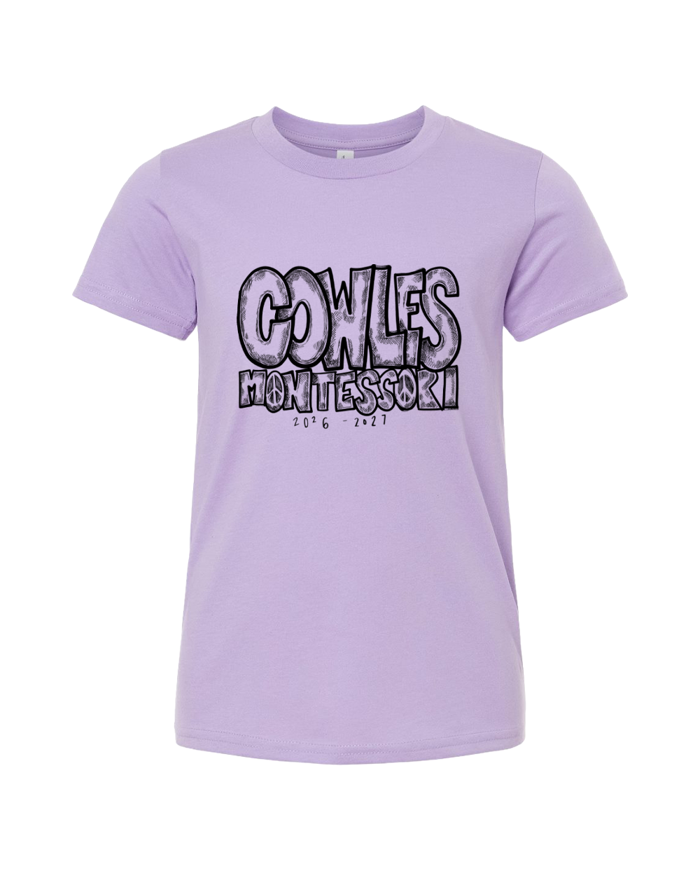 "COWLES MONTESSORI / PEACE-CROSSHATCH" Bella + Canvas Youth Jersey Tee - 3001Y