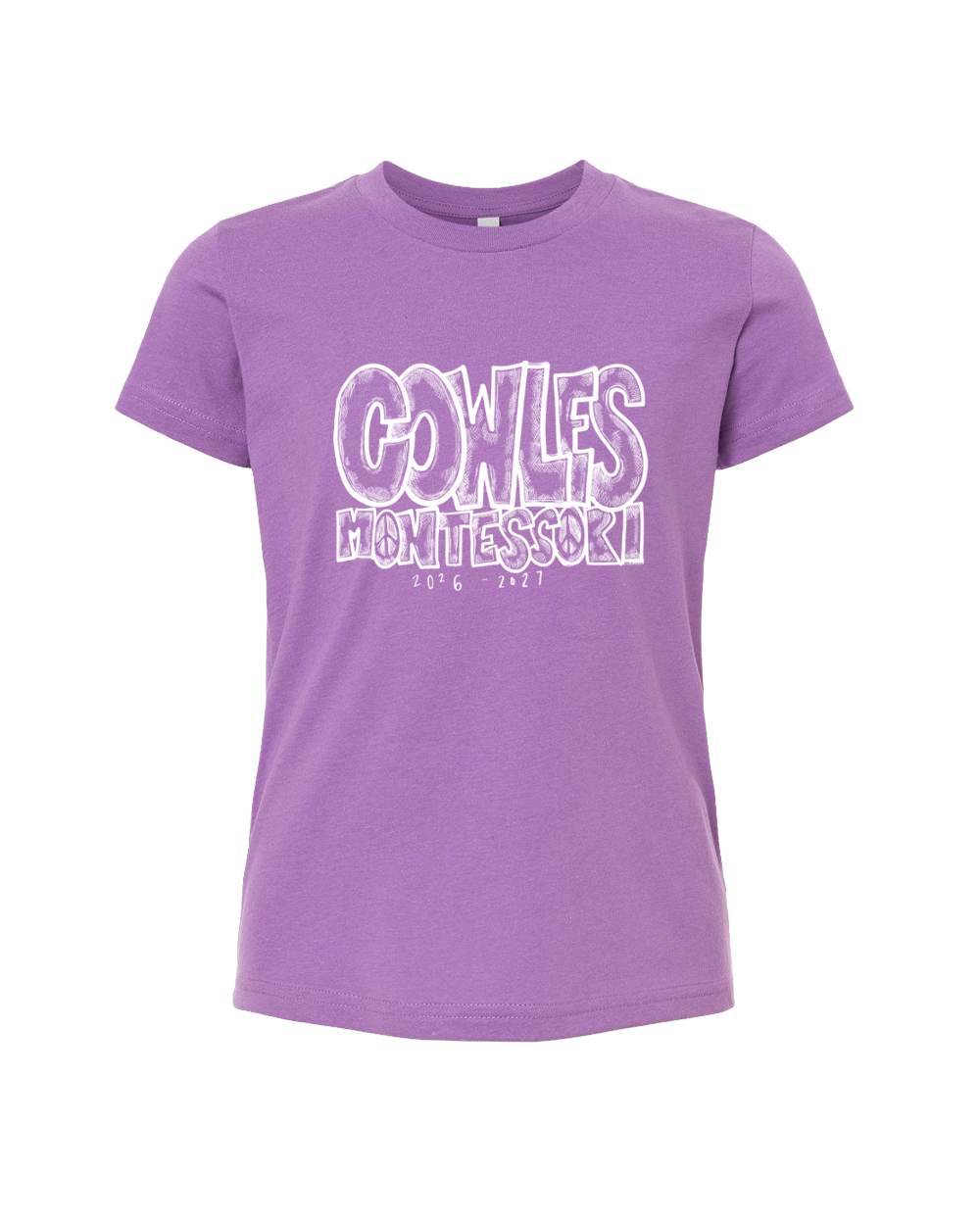 "COWLES MONTESSORI / PEACE-CROSSHATCH" Bella + Canvas Youth Jersey Tee - 3001Y