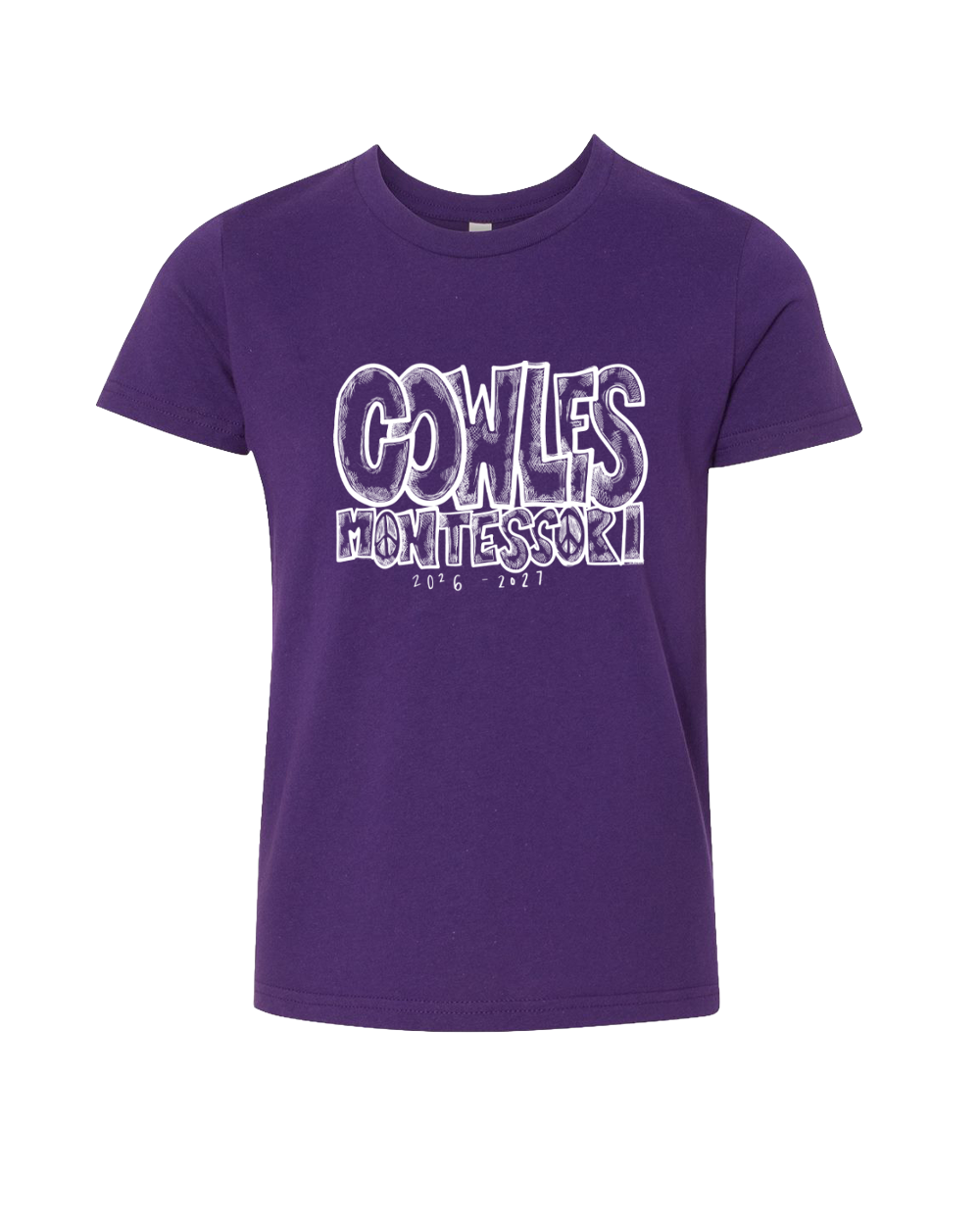 "COWLES MONTESSORI / PEACE-CROSSHATCH" Bella + Canvas Youth Jersey Tee - 3001Y