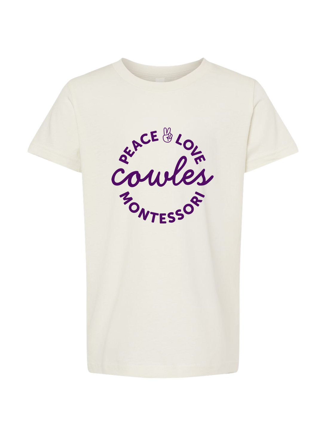 "COWLES MONTESSORI / PEACE-LOVE-CIRCLE" Bella + Canvas Youth Jersey Tee - 3001Y