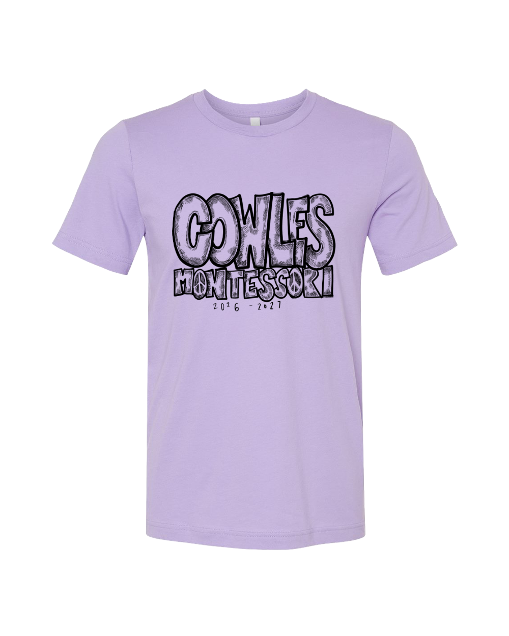 "COWLES MONTESSORI / PEACE-CROSSHATCH" Bella + Canvas Unisex Jersey Tee - 3001