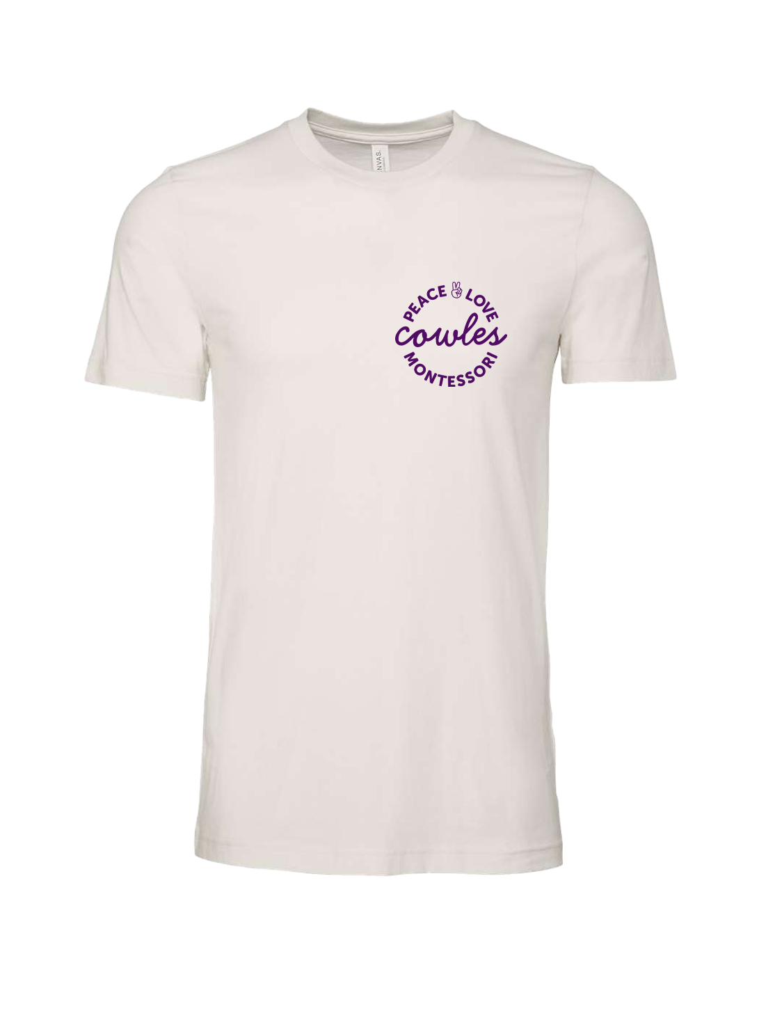 "COWLES MONTESSORI / PEACE-LOVE-CIRCLE" Bella + Canvas Unisex Jersey Tee - 3001