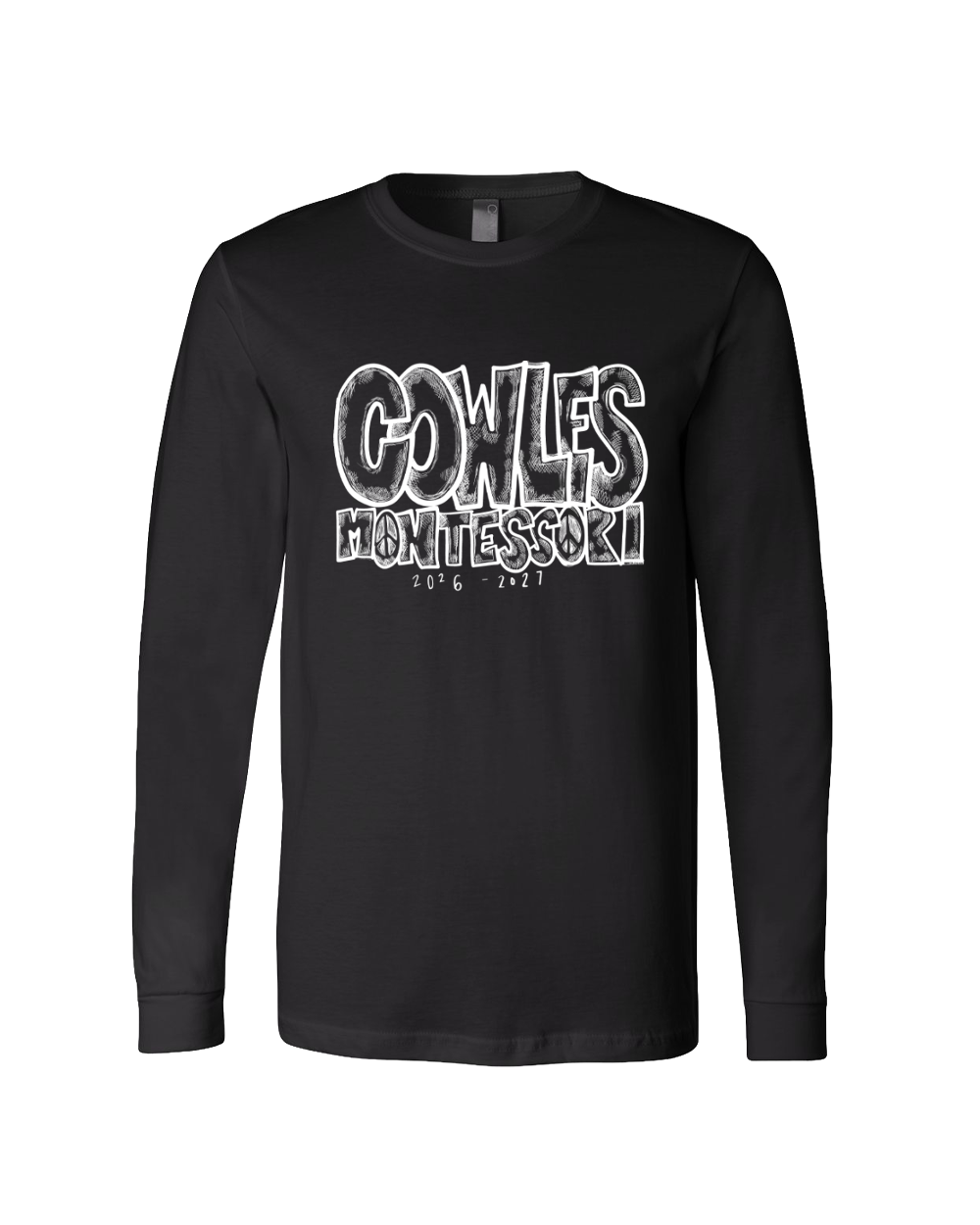 "COWLES MONTESSORI / PEACE-CROSSHATCH" Bella + Canvas Heather Unisex Long Sleeve Tee - 3501