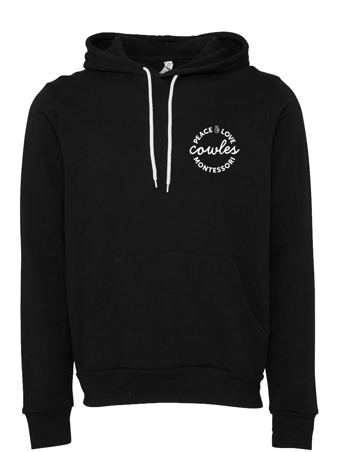 "COWLES MONTESSORI / PEACE-LOVE-CIRCLE" BELLA + CANVAS Unisex Sponge Fleece Hoodie Sweatshirt - 3719