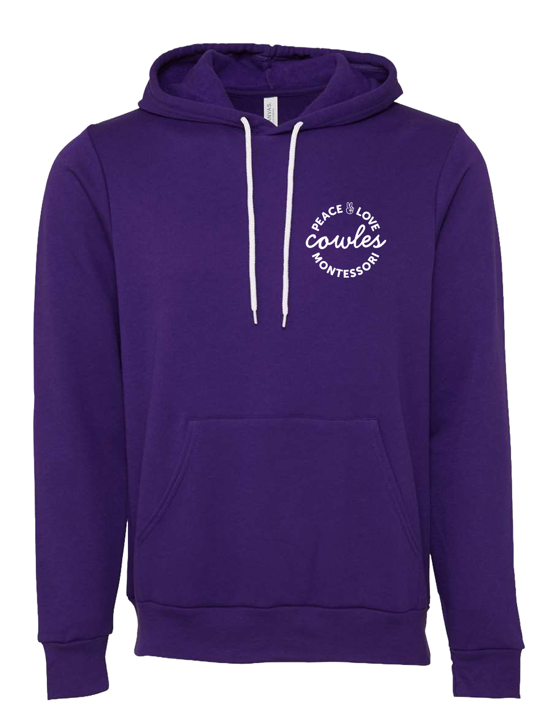 "COWLES MONTESSORI / PEACE-LOVE-CIRCLE" BELLA + CANVAS Unisex Sponge Fleece Hoodie Sweatshirt - 3719