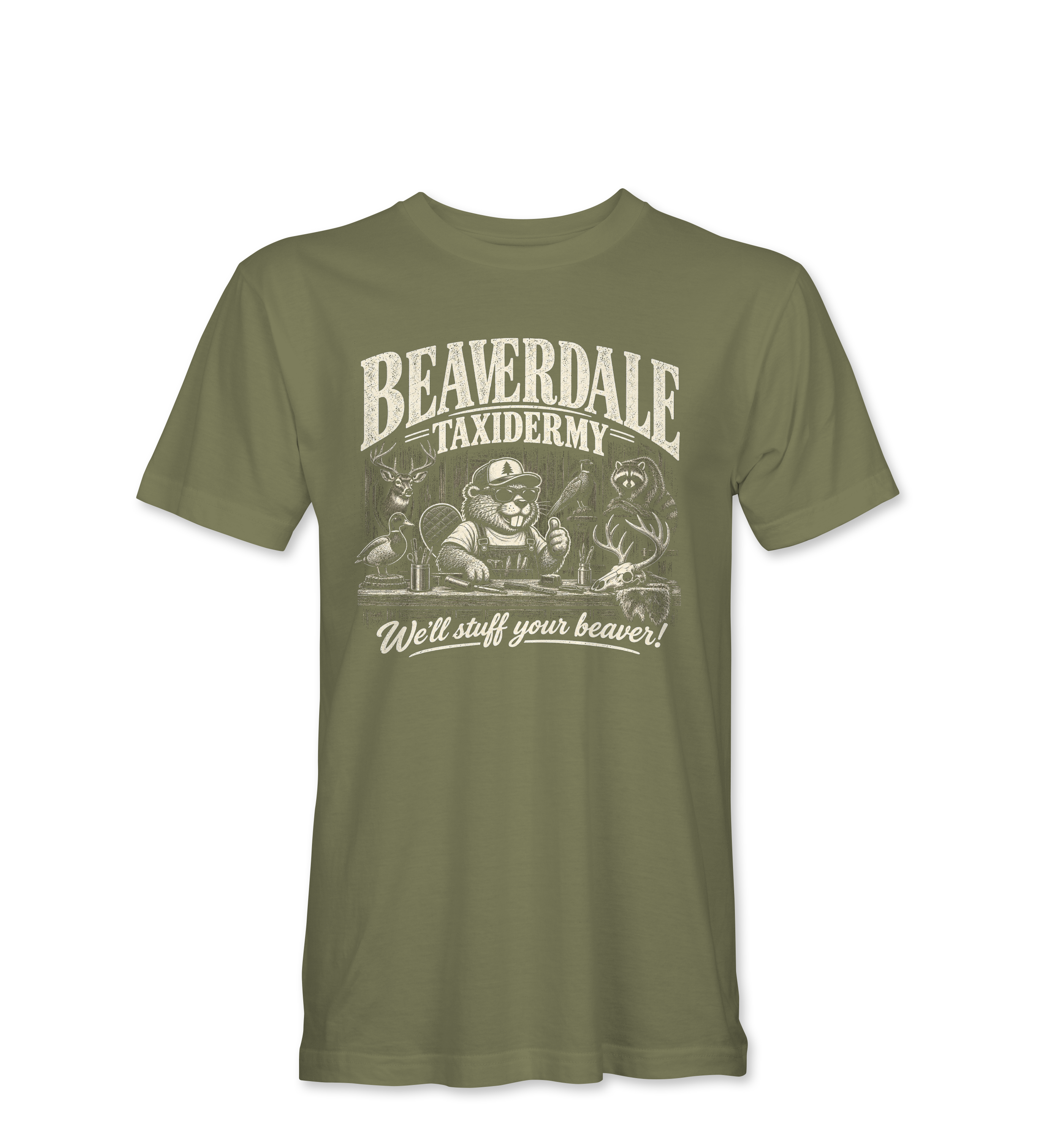 "BEAVERDALE TAXIDERMY" Unisex Heather Softstyle T-Shirt