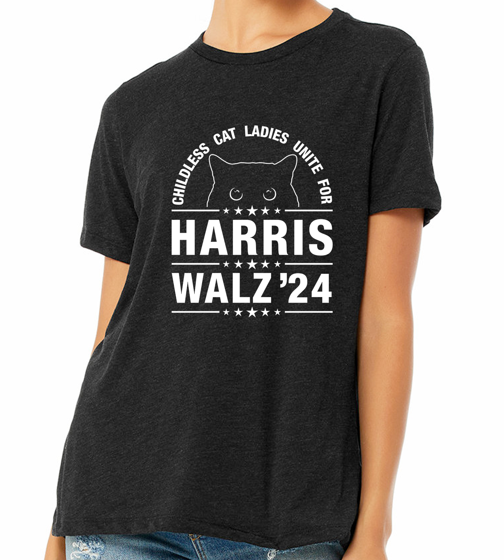HARRIS / WALZ "CHILDLESS CAT LADIES UNITE FOR" LADIES RELAXED TEE