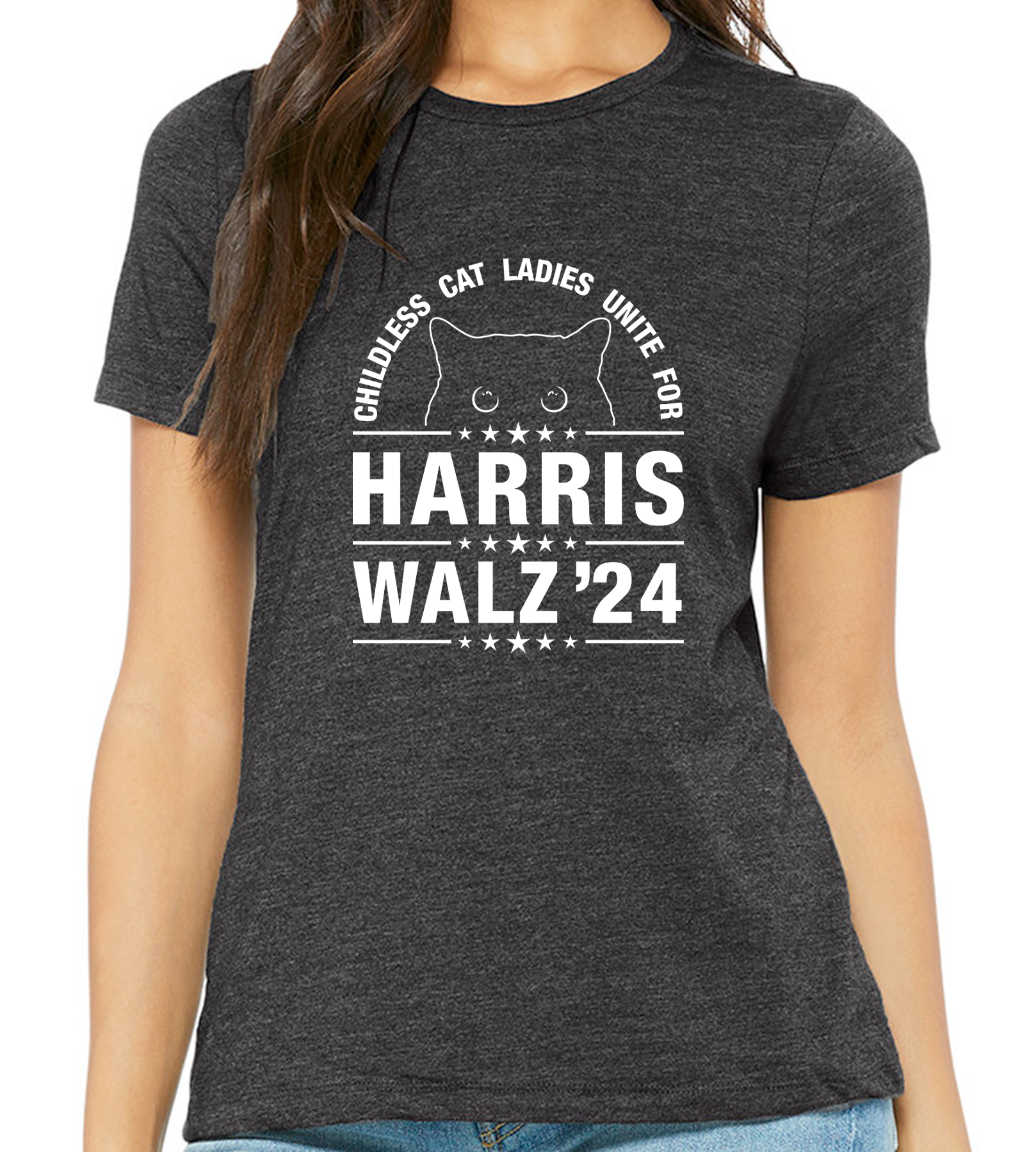HARRIS / WALZ "CHILDLESS CAT LADIES UNITE FOR" LADIES RELAXED TEE