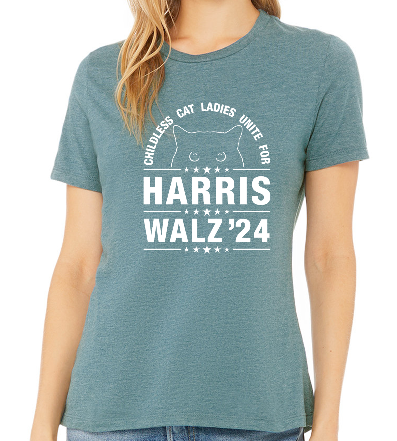 HARRIS / WALZ "CHILDLESS CAT LADIES UNITE FOR" LADIES RELAXED TEE