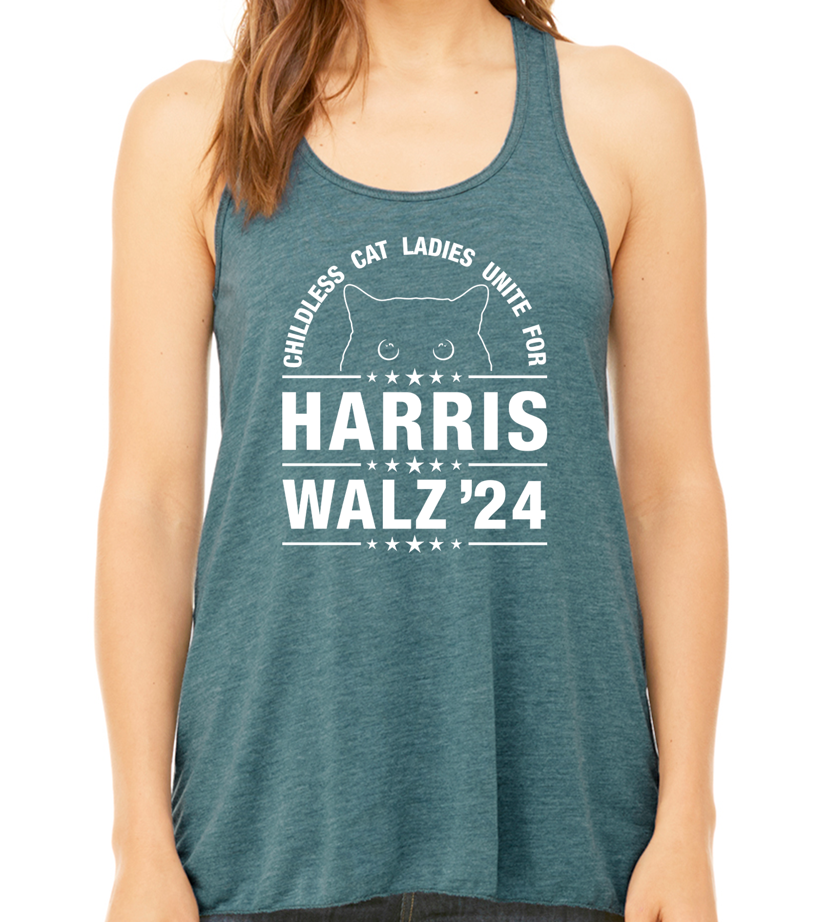 HARRIS / WALZ "CHILDLESS CAT LADIES UNITE FOR" FLOWY TANK