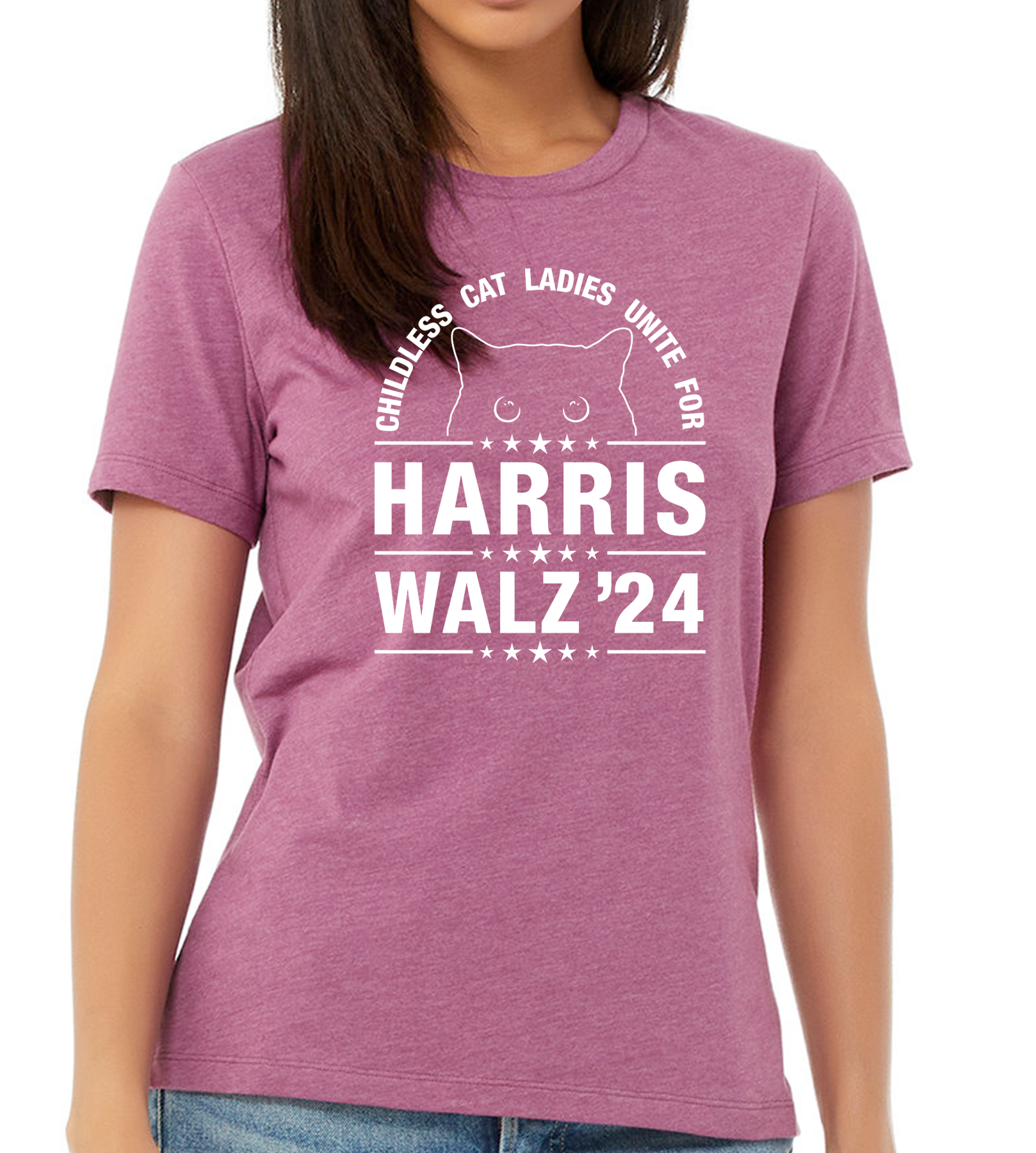HARRIS / WALZ "CHILDLESS CAT LADIES UNITE FOR" LADIES RELAXED TEE